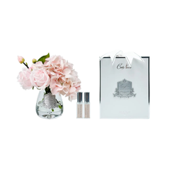 Cote Noire Tea Rose & Hydrangea Bouquet Clear Tear Drop Glass (Pink) - Beauty Affairs1