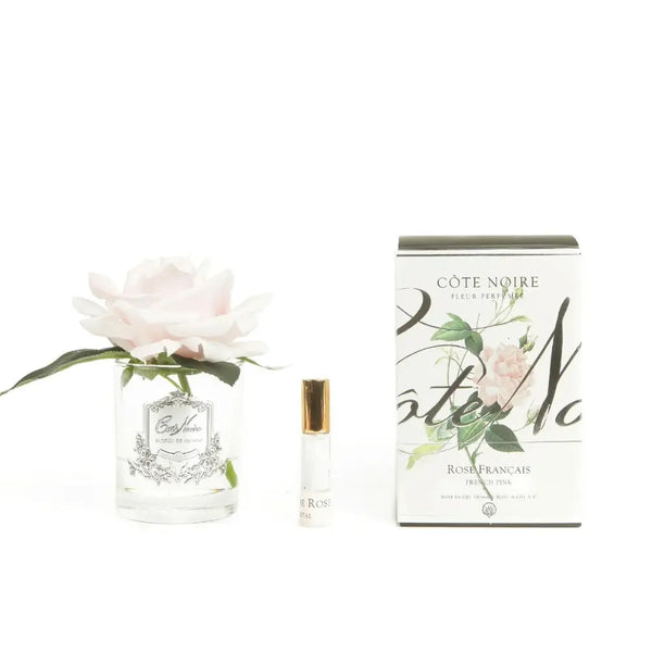Cote Noire Perfumed Natural Touch Single French Rose - French Pink Cote Noire (Silver & Clear Glass) - Beauty Affairs 1