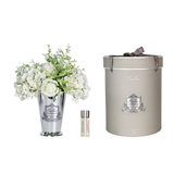 Cote Noire Grand Summer Posies in Silver Goblet - Green & White