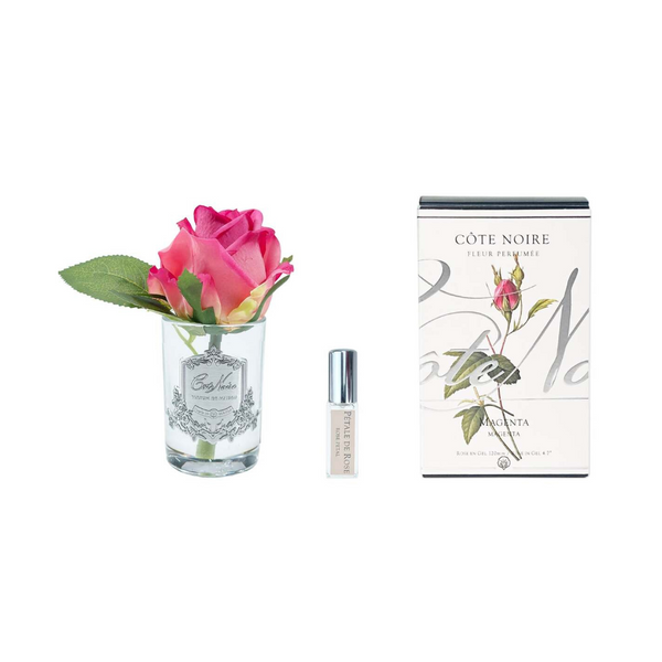 Cote Noire Perfumed Natural Touch Rose Bud - Magenta (Silver & Clear Glass) - Beauty Affairs 2