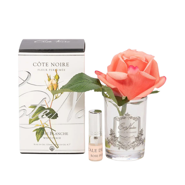 Cote Noire Perfumed Natural Touch Rose Bud - White Peach (Silver & Clear Glass) - Beauty Affairs 1