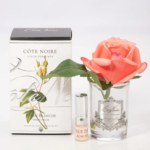 Cote Noire Perfumed Natural Touch Rose Bud - White Peach (Silver & Clear Glass) - Beauty Affairs 2