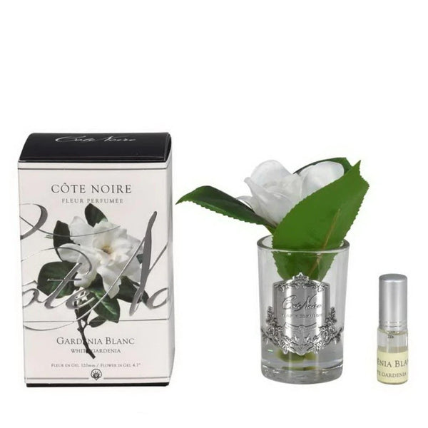 Cote Noire Perfumed Natural Touch Single Gardenias (Silver & Clear Glass) - Beauty Affairs2