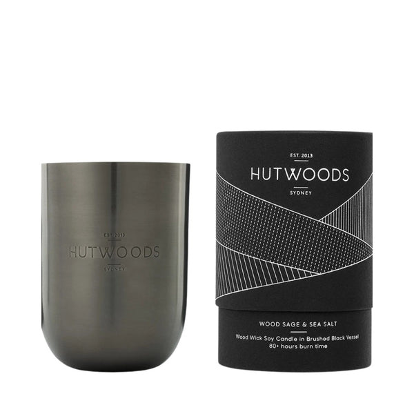 Hutwoods Luxury Candle Wood Sage & Sea Salt (350g) - Beauty Affairs 1